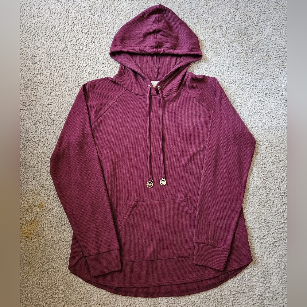 Michael Kors Hooded Knit Thermal in Merlot